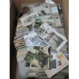 Postcards selection of mostly topographical cards in large box, early to 1950's. Many 100's. (B.P.