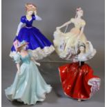 Three Royal Doulton bone china figurines to include Figure of the Year 'Mary', 'Ninette', 'Karen',
