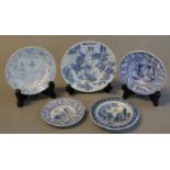 Group of miniature Spode blue and white transfer printed items of differing design including Chinese