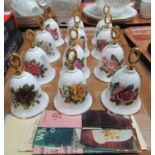 Tray of 12'Rose Bell' collection fine English bone china floral bells. (B.P. 21% + VAT)