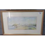 W Glyn Penso (?), 'Tenby Harbour', signed, watercolours. 19.5cm x 36.5cm approx.