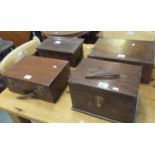 A collection of 19th and 20th century oak and mahogany boxes, work box etc. (B.P. 21% + VAT)