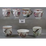 Group of 19th century Chinese porcelain tea cups and tea bowls, all decorated in Canton style with