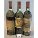 Three vintage red wines to include 1967 Grand Cru Classe Margaux, 1968 Chateau Ducru Beaucaillou,