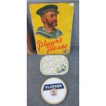 Vintage Enamel Sign ' Players Please' together with a 'Players Navy Cut' circular enamelled metal