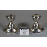 Pair of silver dwarf candlesticks. Birmingham hallmarks. (B.P. 21% + VAT)