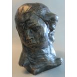 Art nouveau design bronzed composition portrait sculptural bust of a young girl 'Spirit of the Wind'