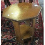 Arts and crafts design oak octagonal side/lamp table, with under tier. (B.P. 21% + VAT)