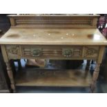 Early 20th Century oak buffet or sideboard, the gallery top, with single drawer above undershelf