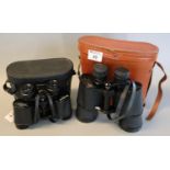 Pair of Kriegs Stetten-Gama 10:50 binoculars in pig skin case, together with a pair of Boots Pacer