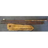 Vintage Hardy four-piece split cane salmon spinning rod with canvas case. (B.P. 21% + VAT)