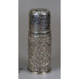 Silver sugar sifter having chased foliate and floral decoration, with London hallmarks. 3.85oz troy.