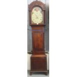 Victorian mahogany two train eight day longcase clock with arched painted face with Roman