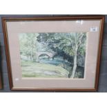Harvey Thomas (Welsh, 20th Century), "Nantgaredig Bridge from Ty Castell", watercolours, signed