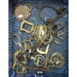 Box of Buckles, Horse Brasses and Turrets. (B.P. 21% + VAT)