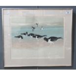 Margaret Green, 'Oystercatchers at Solva', limited edition coloured print no. 13/25. Signed in