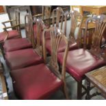 Set of 19th Century mahogany lyre back dining chairs, together with a pair of Chippendale style