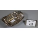 Small rectangular, pierced, silver basket. 1.12oz troy approx, Birmingham hallmarks. (B.P. 21% +