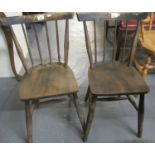 Pair of early 20th Century elm and beech spindle back chairs (2). (B.P. 21% + VAT)