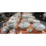 Eight trays of Masons Regency design tea and dinner ware items to include teacups, cups, saucers,