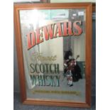 Reproduction Dewar's Finest Scotch Whisky Advertising Mirror in sapeely frame. Overall including