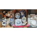 3 Boxes of assorted china to include, Vale China Art Deco teaware to include: 6 teacups and saucers,