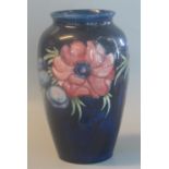 Mid Century Moorcroft Art Pottery tube lined 'Anemone' vase of ovoid form with green signature to