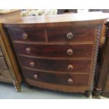 Victorian mahogany bow front chest of two short and three long drawers. (B.P. 21% + VAT)