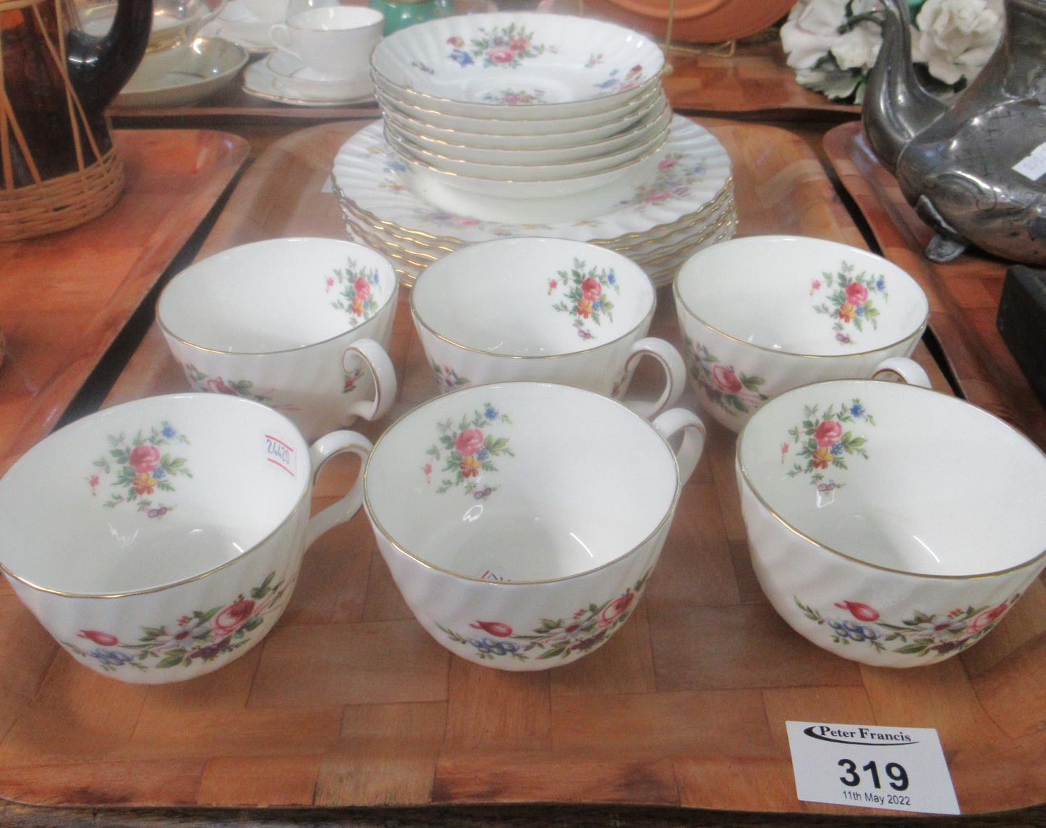 Tray of Minton 'Marlow' part teaware to include six teacups and saucers and six side plates. (B.P.