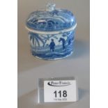 19th century Spode blue and white transfer printed china, Indian sporting design straight sided bowl