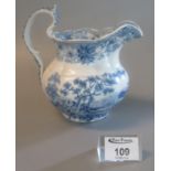 Early 19th century Spode blue and white transfer printed S Aesop's Fables series jug, 'The Wolf, the
