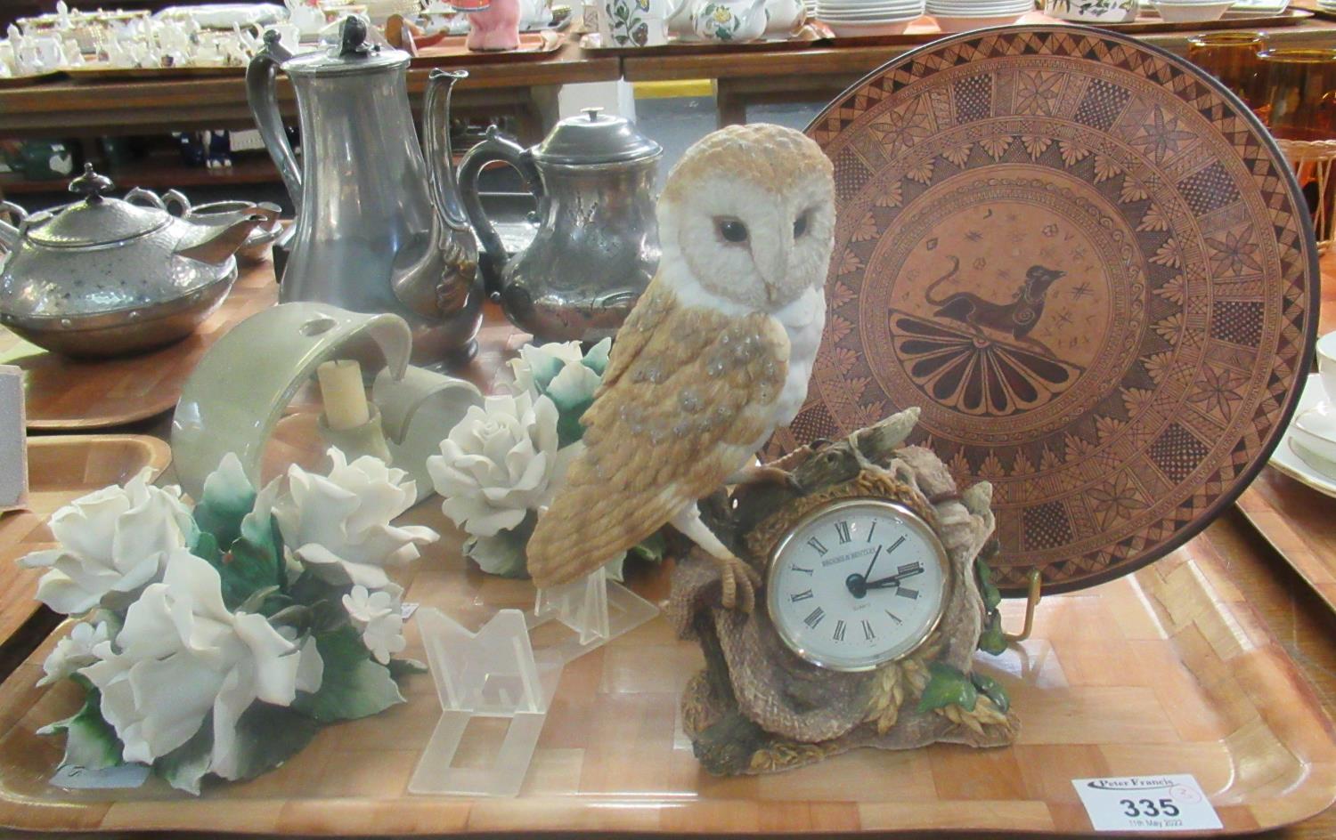 Three trays of assorted items to include a Brooke & Bentley ceramic barn owl clock, a pair of - Image 2 of 4