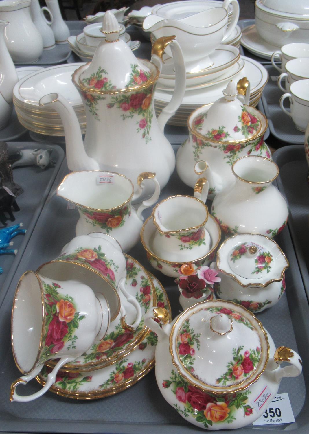 Tray of Royal Albert 'Old Country Roses' Tea and Coffee ware, to include: coffee pot, tea pot 2 jugs