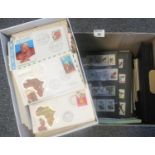 Box with various Bird Thematic Stamps in stockbook and on pages including J.J. Audubon collection