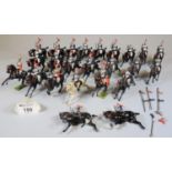 Collection of hollow lead mounted soldiers - some marked 'Proprietors Britains' with accessories. (