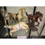 Collection of bronzed, wooden and china horses, Tang Style horses etc. (4) (B.P. 21% + VAT)