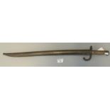 French 1875 pattern sword bayonet with brass hilt and metal scabbard. (B.P. 21% + VAT) The blade