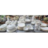 Six trays of Royal Worcester oven to table ware, fine white china with gilt edgings to include: 7