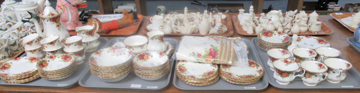Four trays of Royal Albert 'Old Country Roses' tea and coffee ware comprising: coffee service with