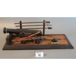 Well detailed model of a 18th centruy war ship's cannon with detailed rope work and other