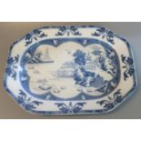 19th century Spode Ironstone china blue and white transfer printed octagonal dish, overall decorated