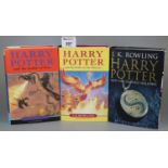 J. K. Rowling, three Harry Potter Books to include 'The Order of the Phoenix' first edition, 'The