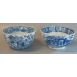 Two 19th century Spode blue and white transfer printed china sucriers in 'The Turk' and 'Gothic
