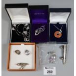 A collection of silver and costume jewellery. (B.P. 21% + VAT)