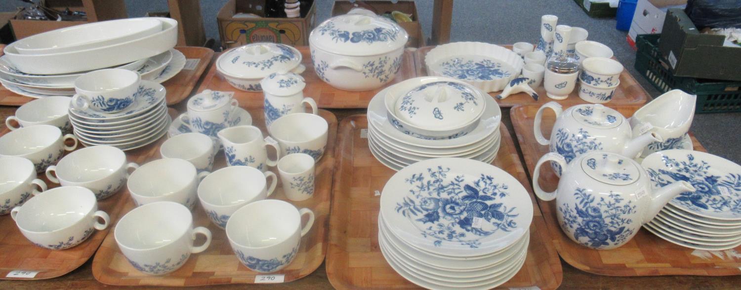 Seven trays of Royal Worcester Fine Porcelain oven to table ware decorated in blue floral decoration