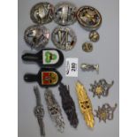 Group of WWII and post WWII badges and insignia to include replica German SS evening dress, close