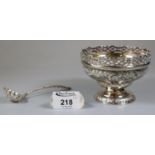 Early 20th century silver circular pedestal bowl/bonbon dish with pierced gallery. London hallmarks.