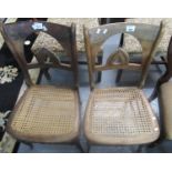 Pair of Edwardian bar Back and Cane chairs on splay legs. (B.P. 21% + VAT)
