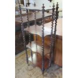 Victorian mahogany 4 tier whatnot with shaped shelves and barley twist supports. (B.P. 21% + VAT)