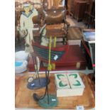 2 Folk Art Style pendulum automaton 2D metal toys, a sailor and a rowing sailor, together with